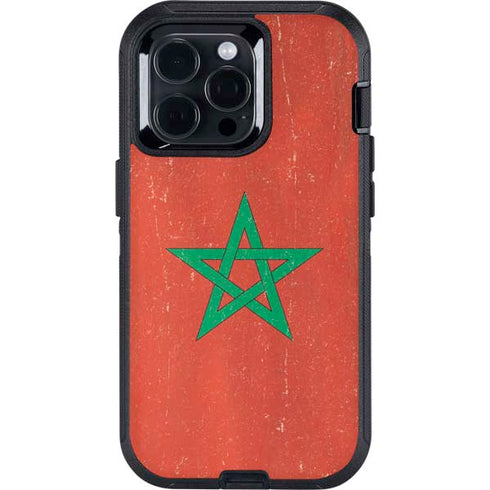 Morocco Flag Distressed Otterbox Defender iPhone Skin